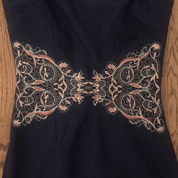 ASOS OFF THE SHOULDER MIDI DRESS EMBROIDERED WAIST - Picture 6 of 8